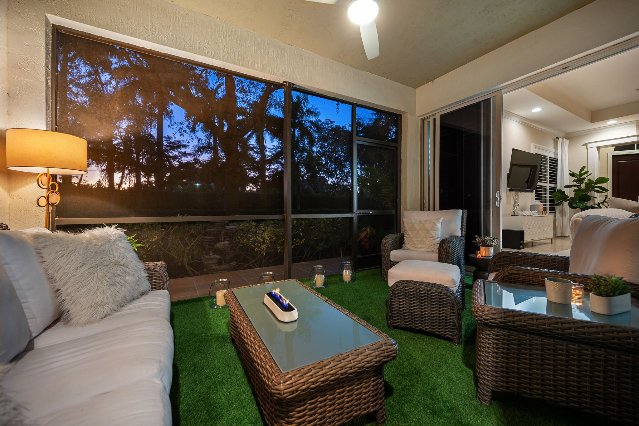 Evening view of the lanai.