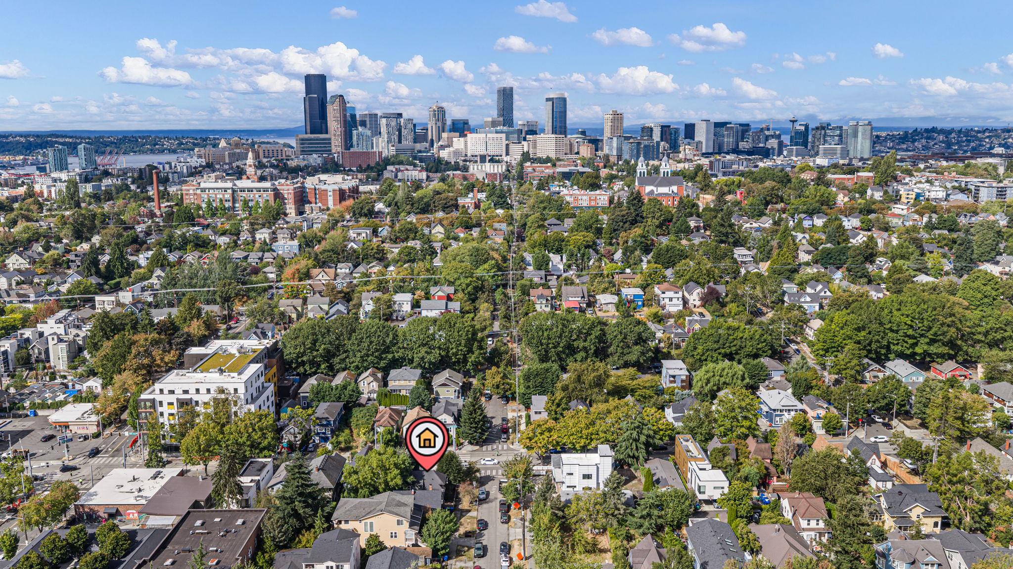 Looking northeast across the neighborhood toward Lake Washington.