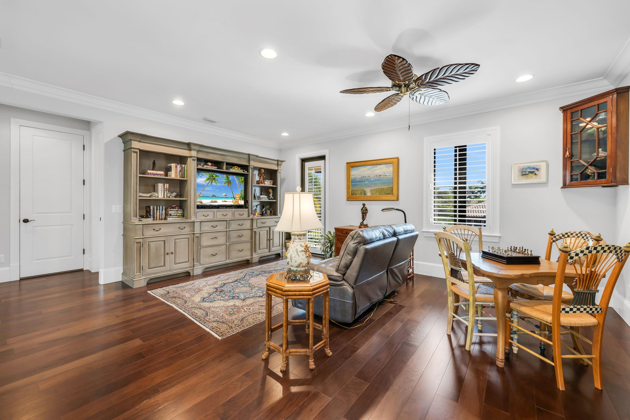 The 2nd-floor loft/den has a French door that opens to a balcony and a great second family room for guests upstairs.