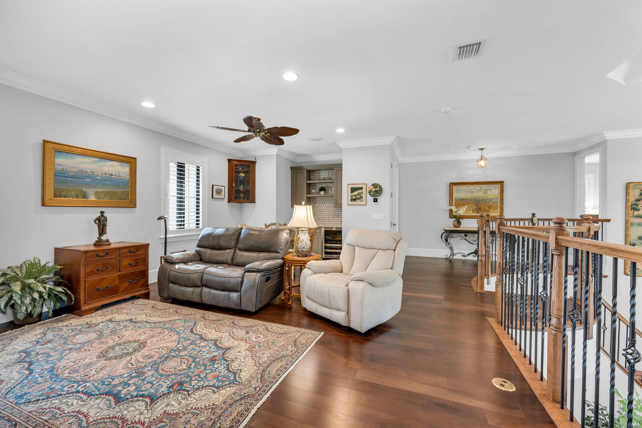 The loft has a bar with beverage refrigerator and this area can be made into a 5th bedroom or play area.