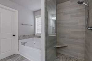 Primary bathroom with upgraded shower