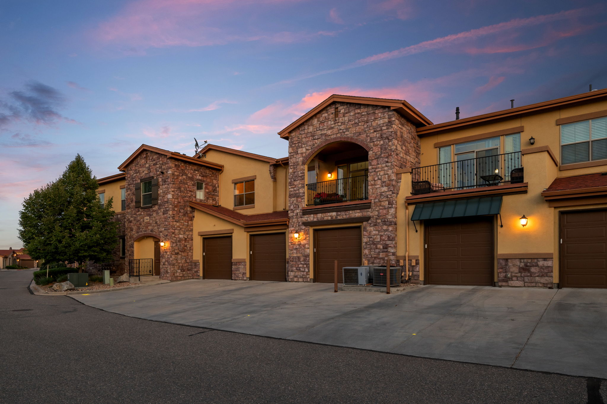 Twilight view of this beautiful building looking east