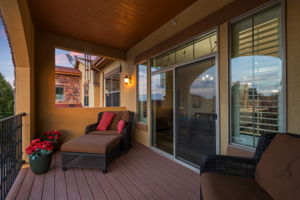 Oversize covered patio with door to dining room