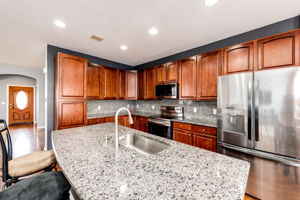 Big kitchen island with additional seating