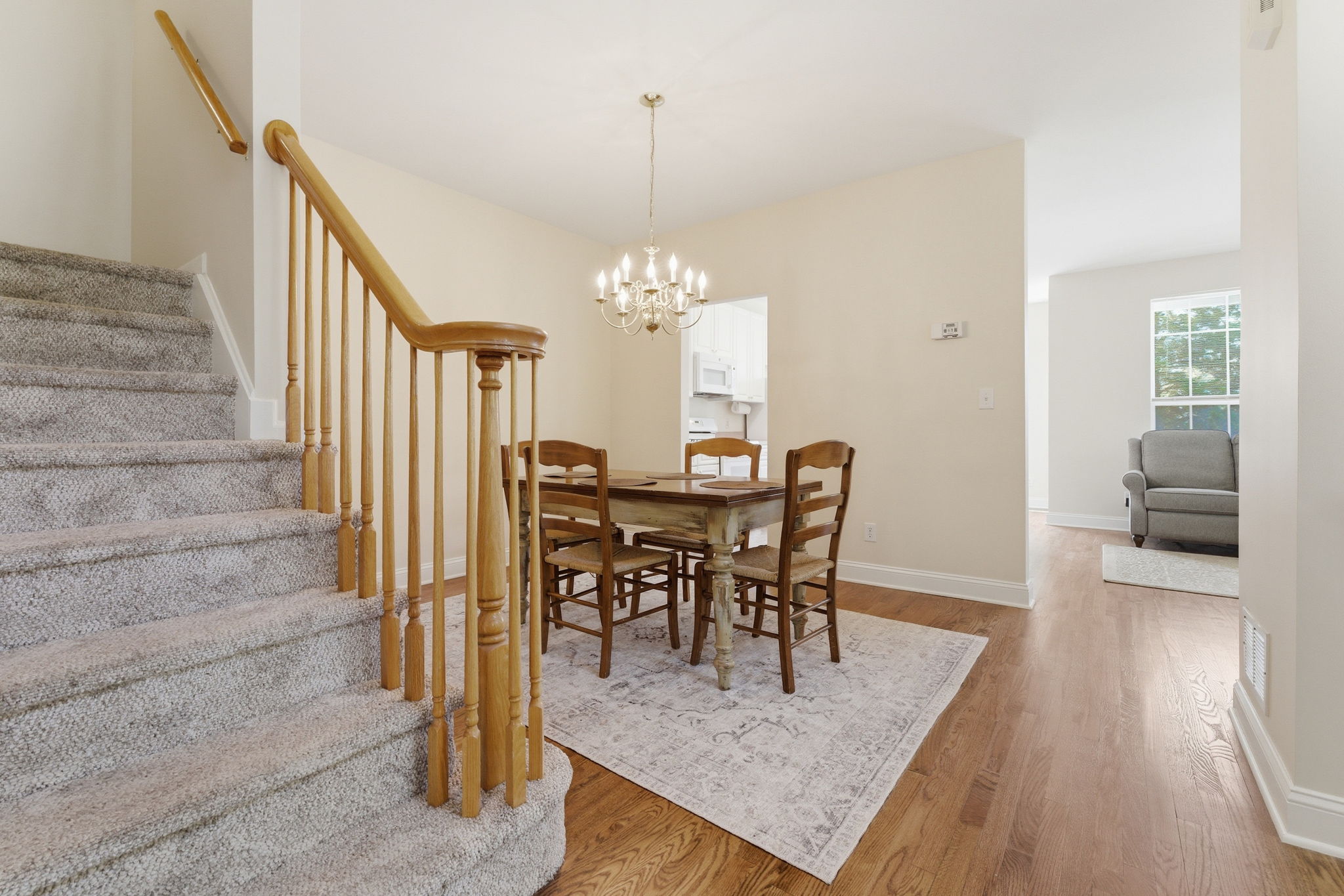 Refinished hardwood floors throughout the main level.