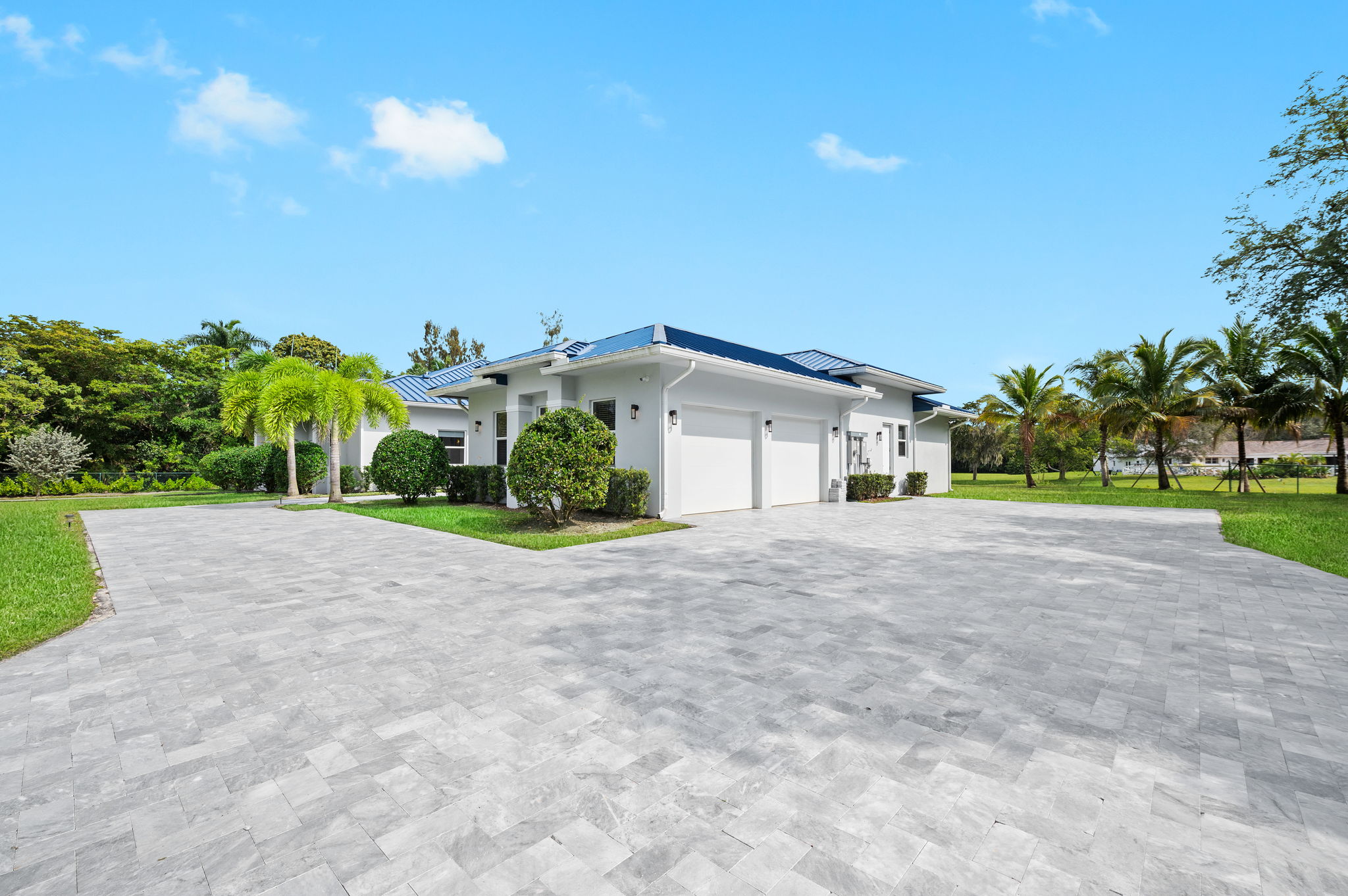 Marble Paver Driveway, Front Entrance, Garage and Service Entrance