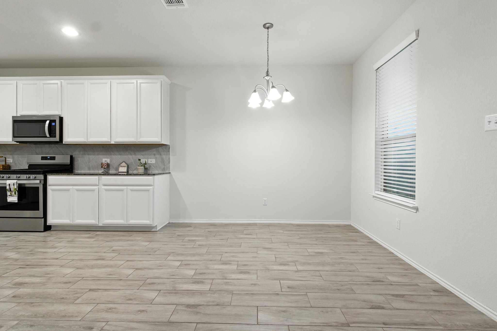 The family room is open to the large dining area.