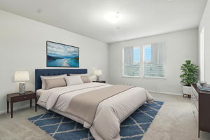 Virtually staged owner's suite demonstrates how spacious it is.