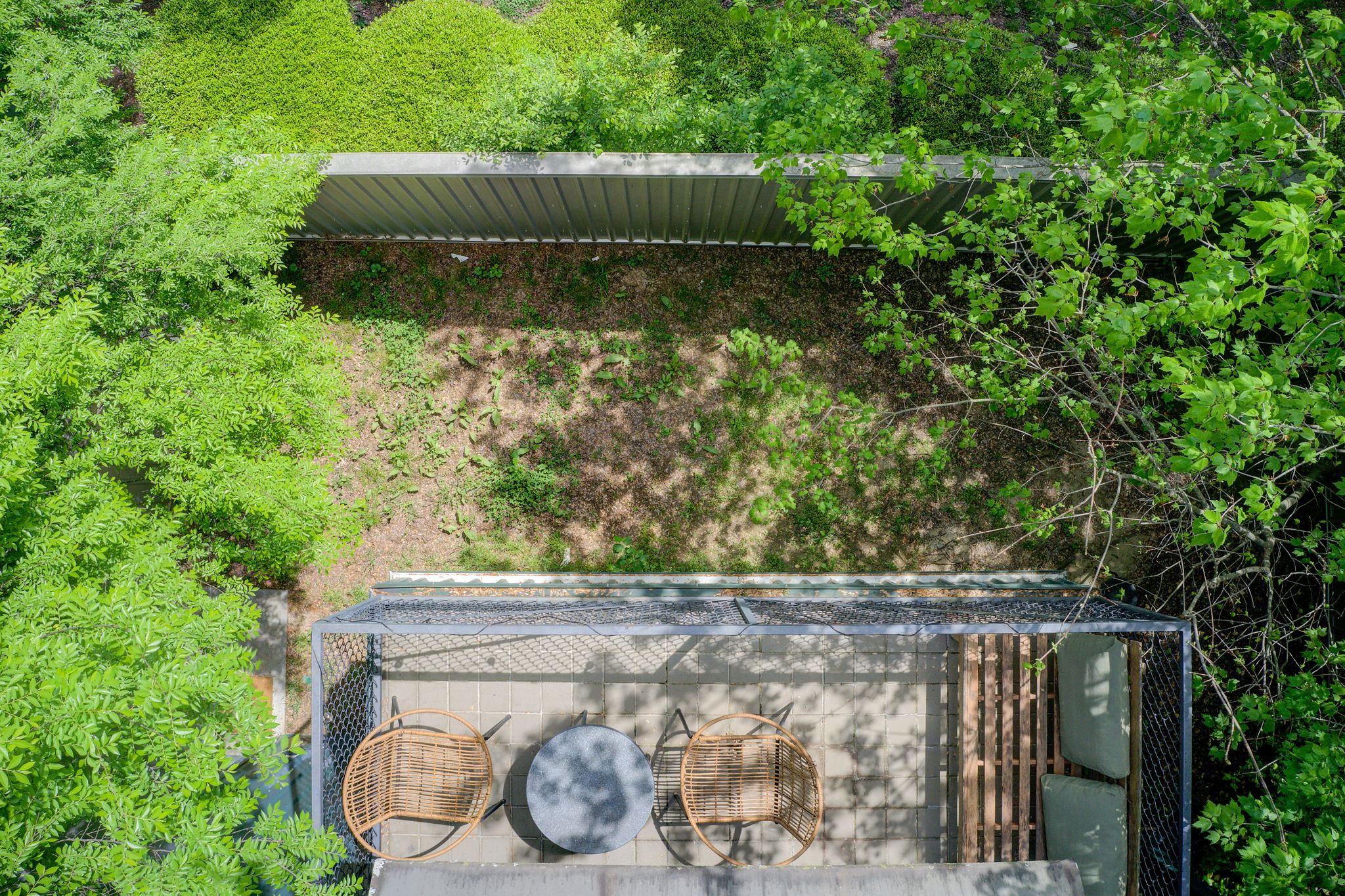 17 Aerial Exterior Balcony Detail + Yard Bird's Eye View