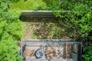 17 Aerial Exterior Balcony Detail + Yard Bird's Eye View