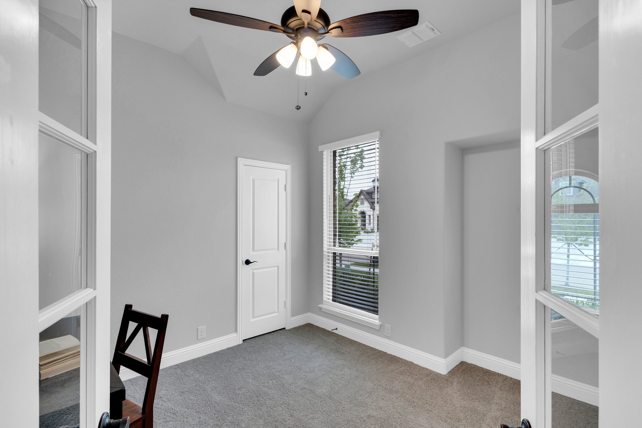 Private study option behind beautiful french doors