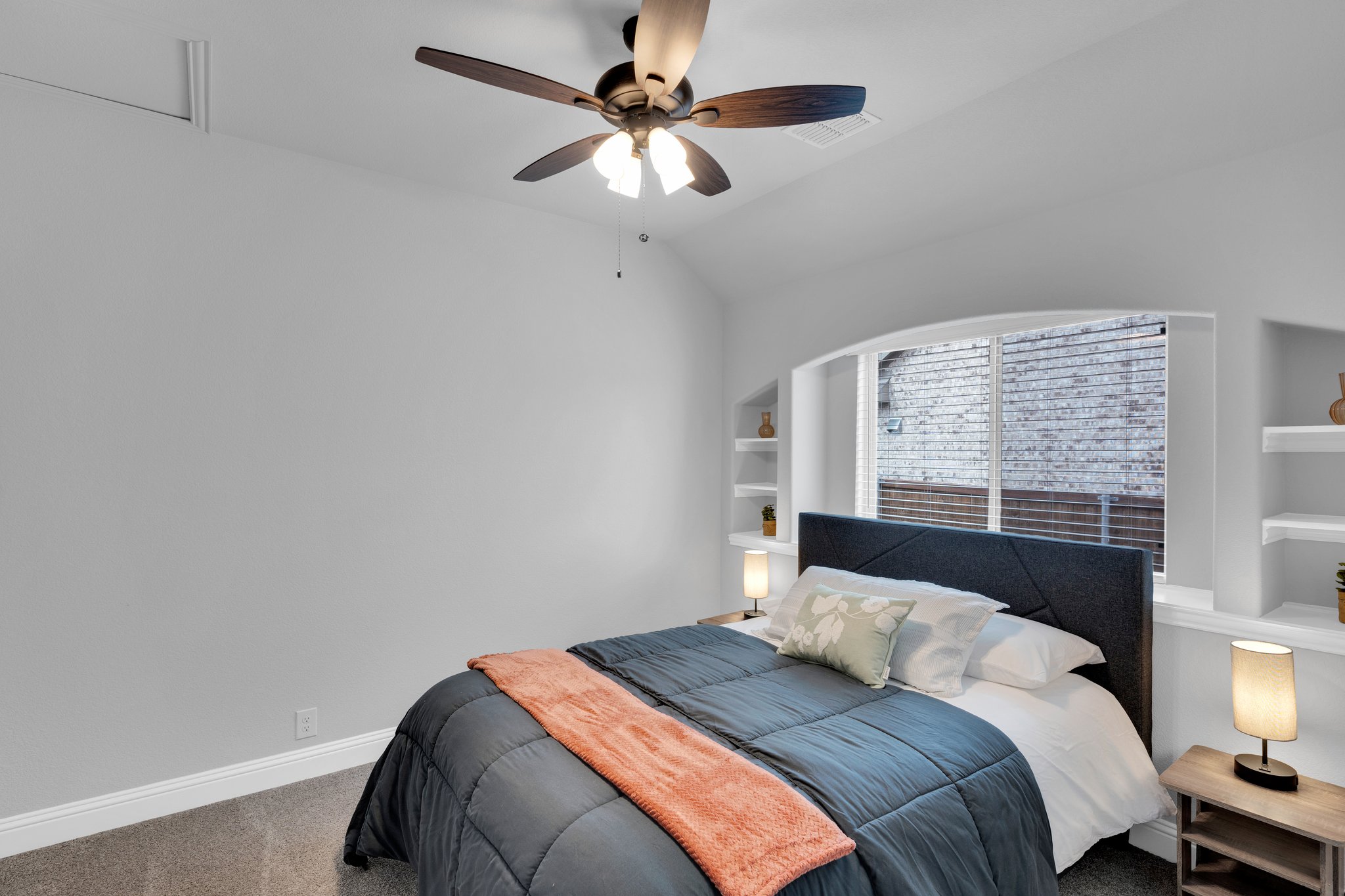 The beautiful built-ins allow for extra storage or display