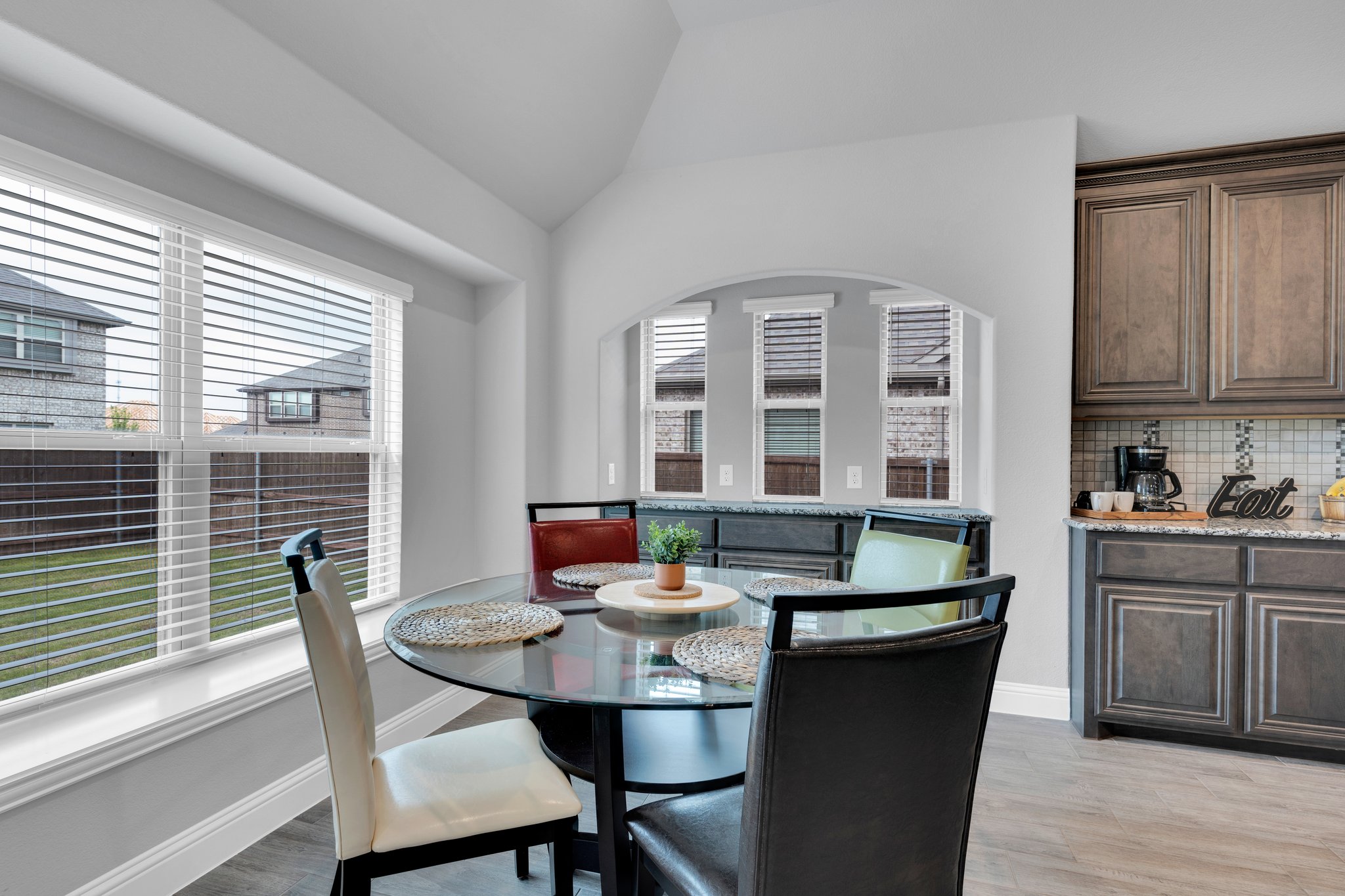 A dining nook offering additional convenience with buffet