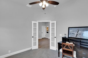 This flexible space includes a large closet