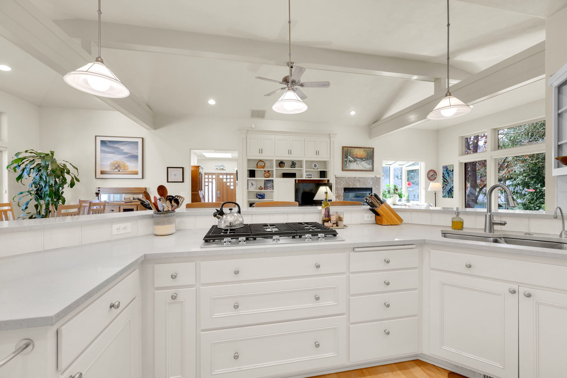 Solid Surface Counters, Newer Gas Cooktop and Downdraft Vent (2022)