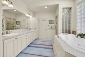Ample Storage in luxurious medicine cabinets, undersink and linen cabinets