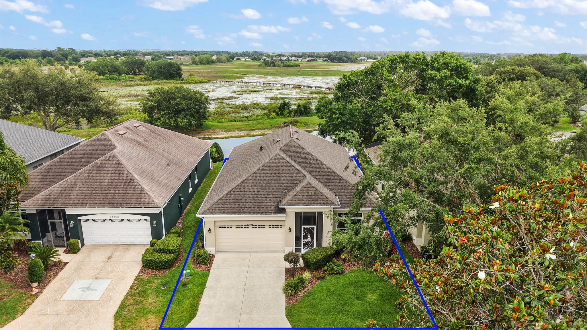 Aerial Front Elevation with Property Lines