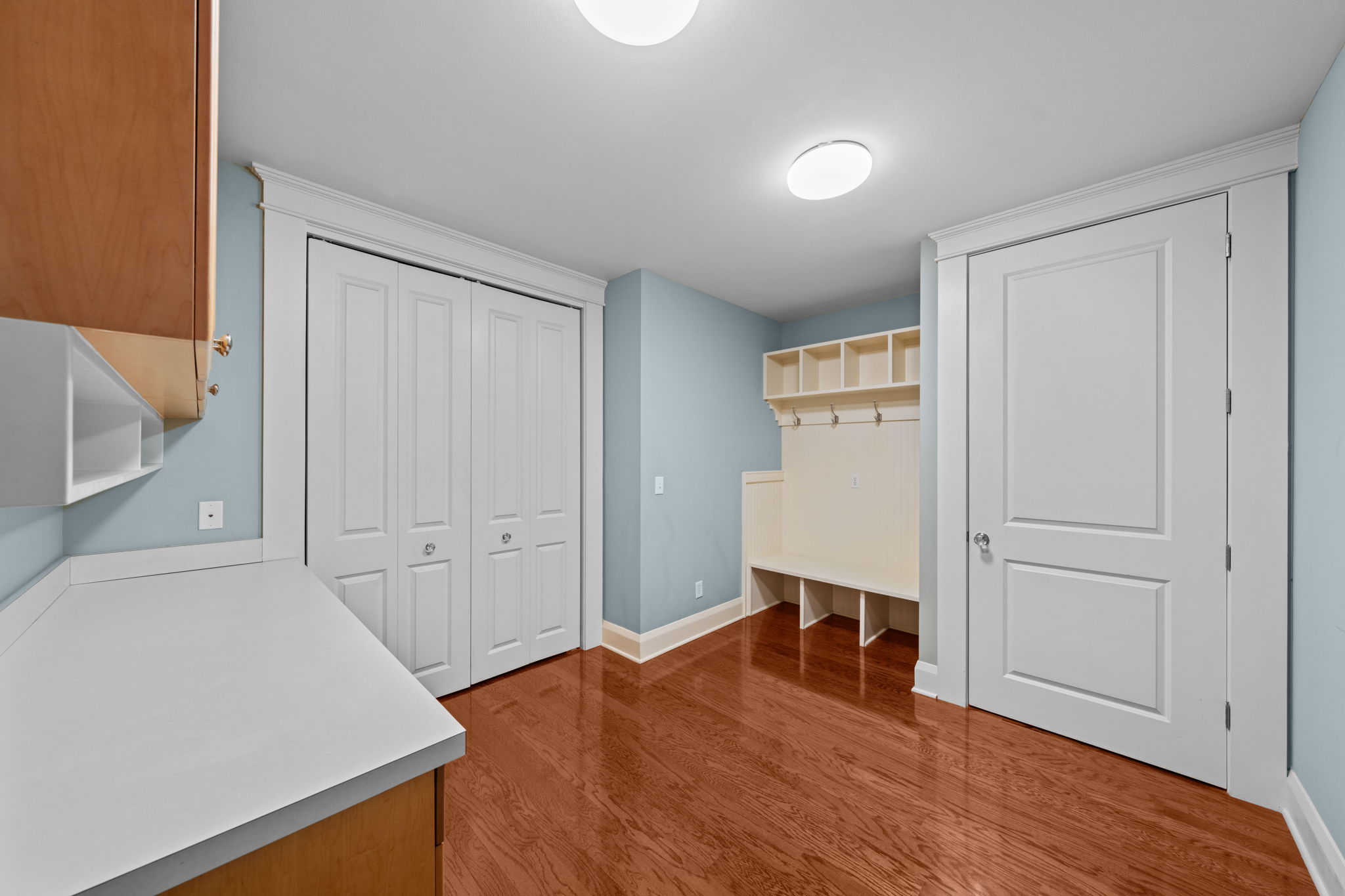 The mudroom is oversized
