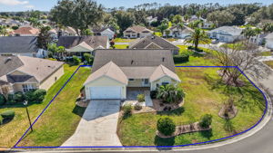 Aerial Front Elevation with Large Corner Lot and Room For a Pool!