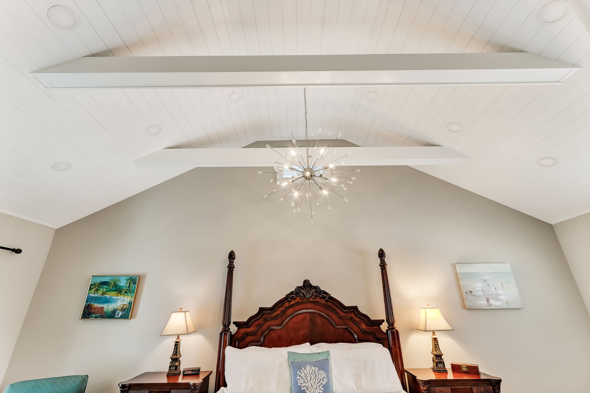 Vaulted Shiplap & Beamed Ceiling