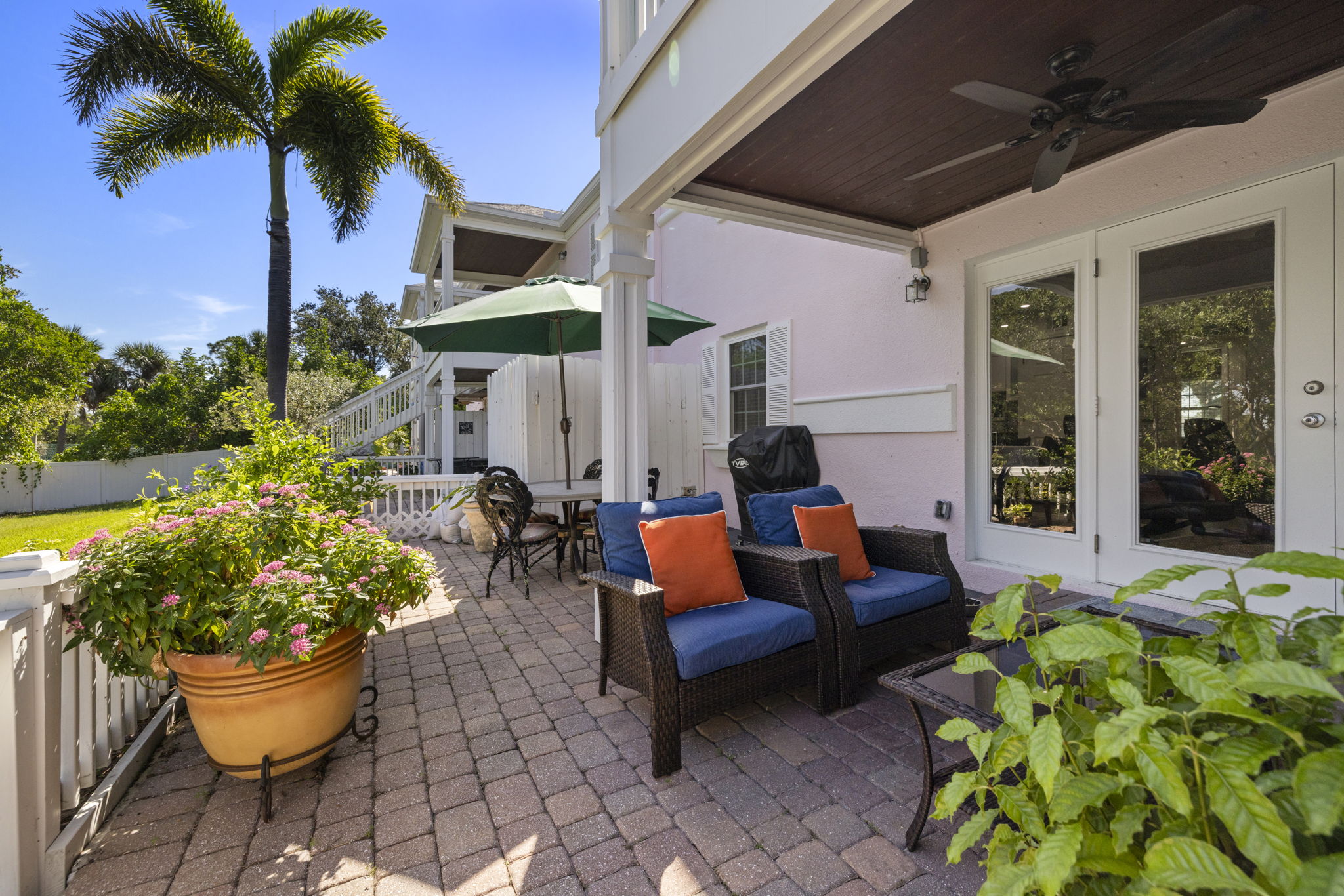 Breathtaking Views** Enjoy daily sights of the Big Bayou, boats, dolphins, and manatees from your oversized covered lanai, finished with pavers and a tongue-and-groove wood ceiling.