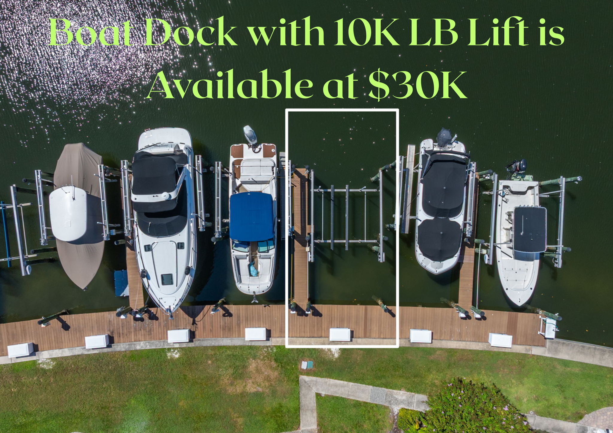 boat dock with a boat lift is available at separate pricing of $30K