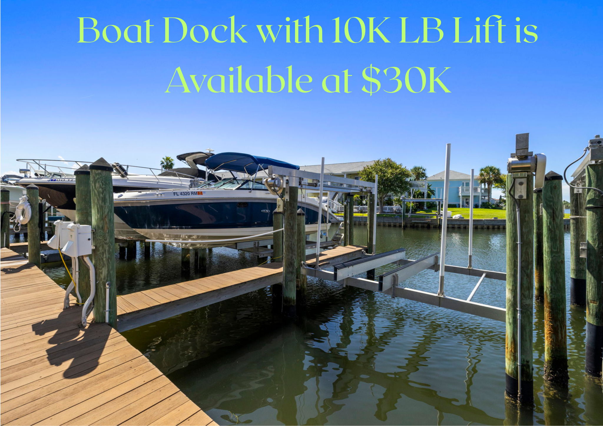 boat dock with a boat lift is available at separate pricing of $30K