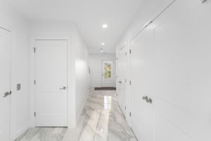 View to front of the house from the back slider. Doors on right are to Level 1 Laundry