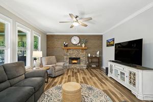 Stacked Stone Fireplace