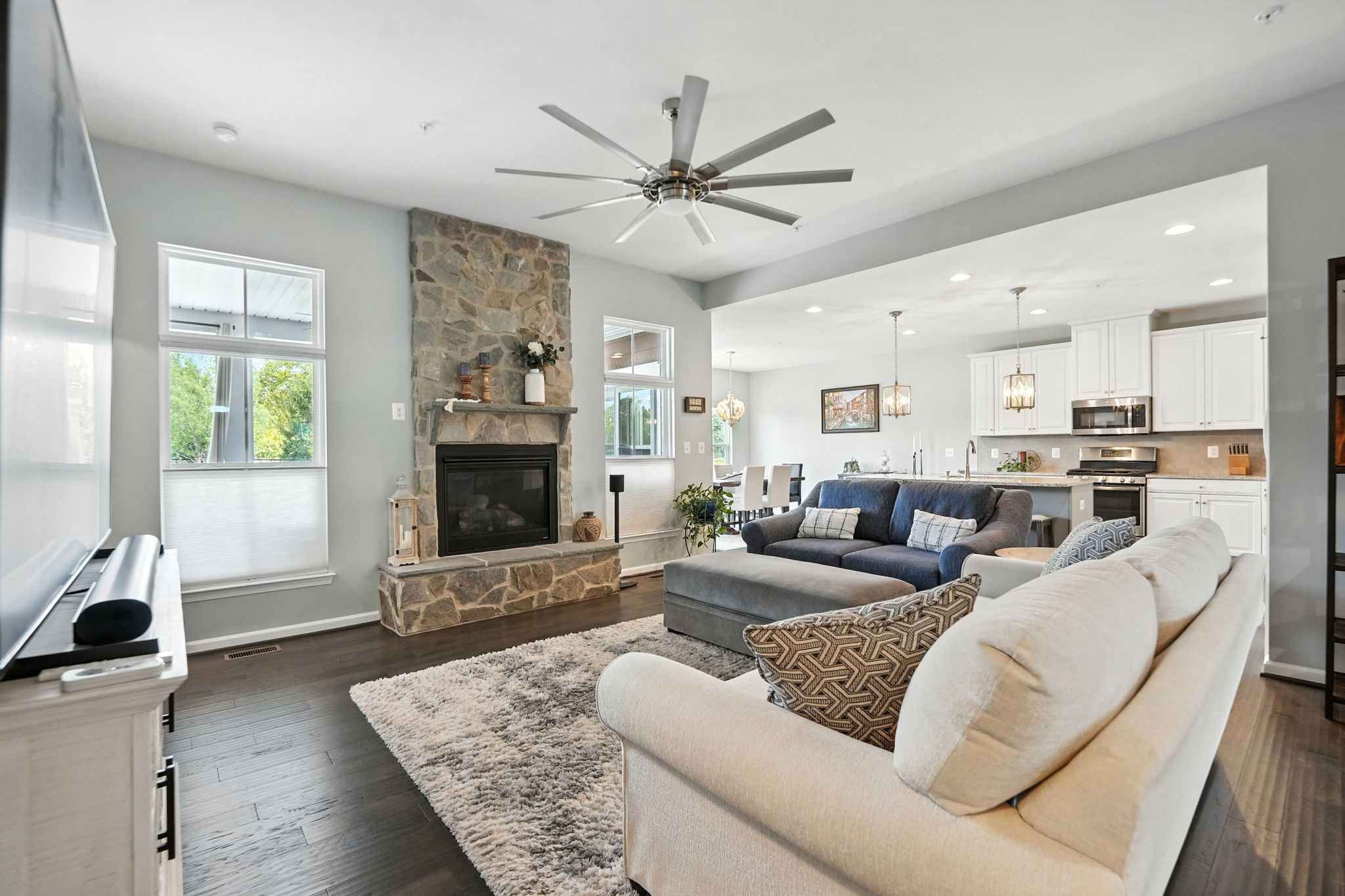 Gorgeous stone gas fireplace