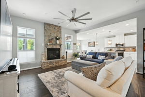 Gorgeous stone gas fireplace