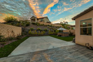 Twilight Backyard with Hardscape