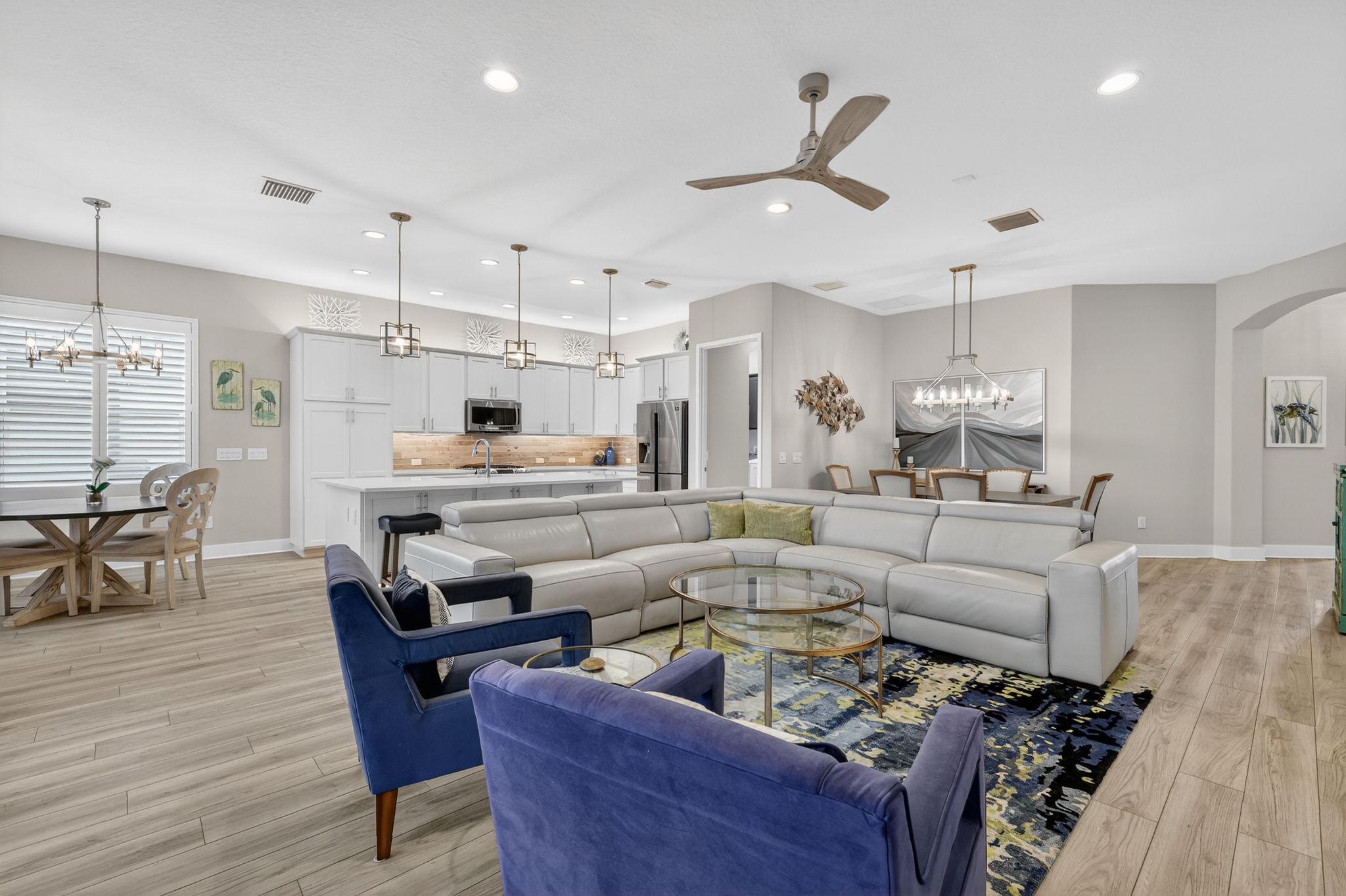 Kitchen, Dinette, Living and Dining Rooms