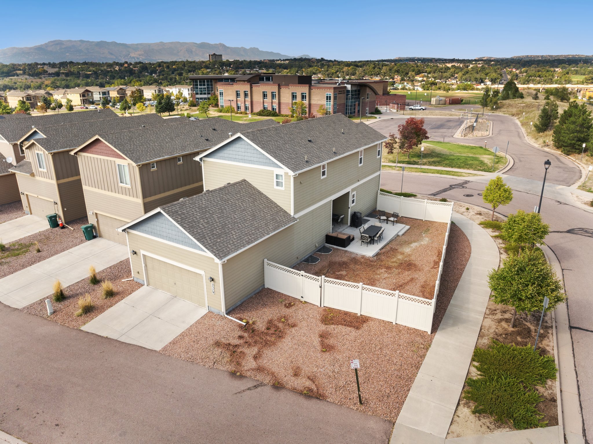 Aerial - Oversized Fenced Side Yard