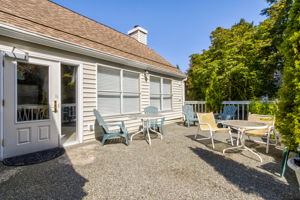 Sunny Gathering Hall outdoor patio with ramp access.