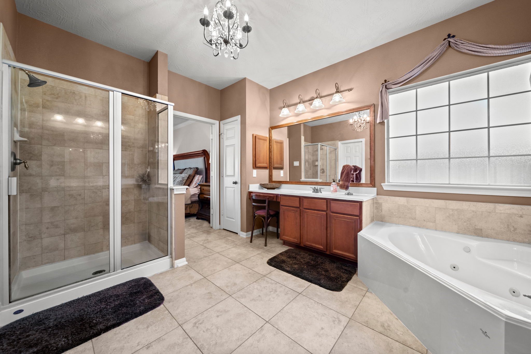 A separate shower and jetted bathtub!