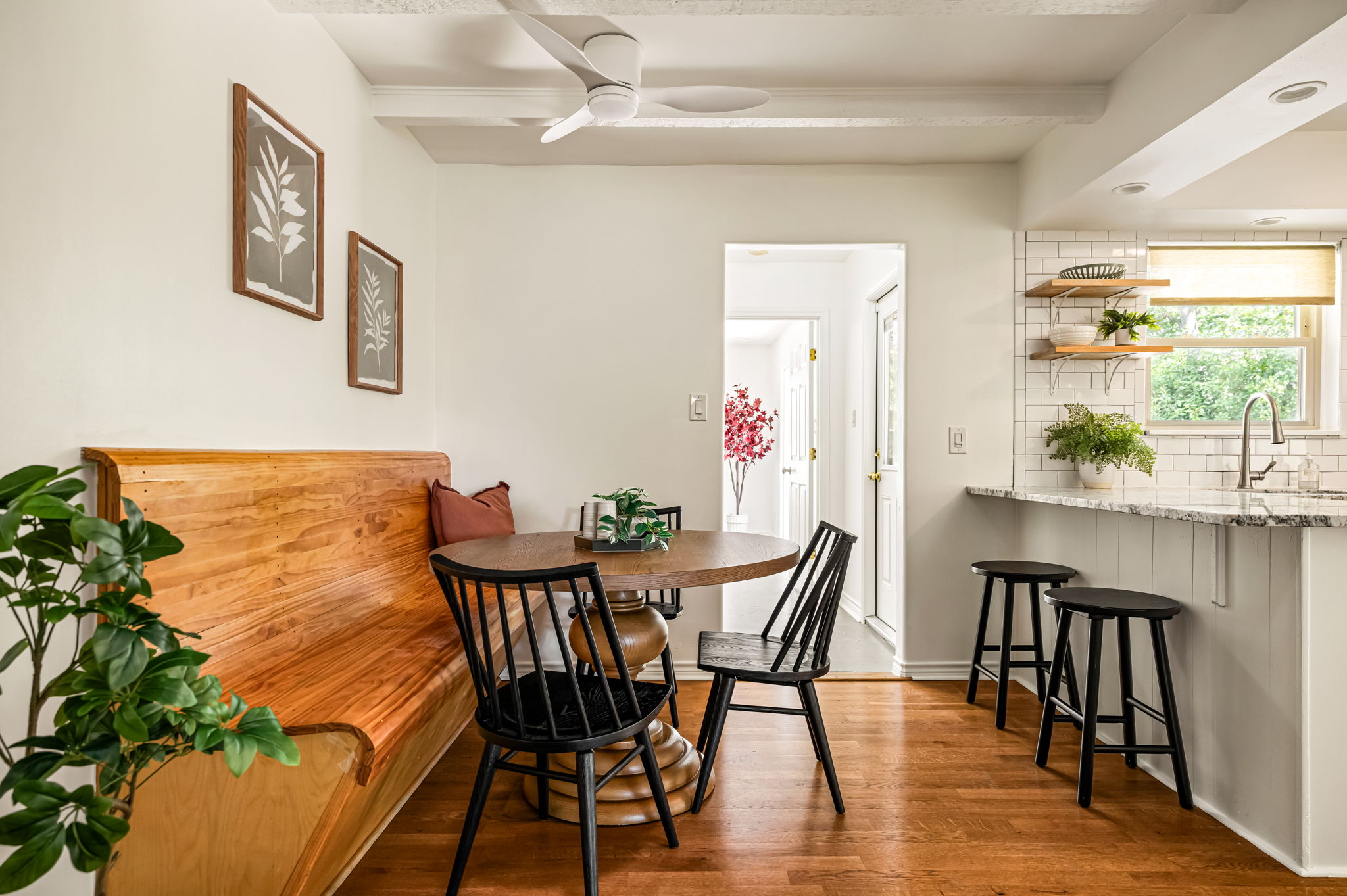 Kitchen breakfast nook with built-in banquette