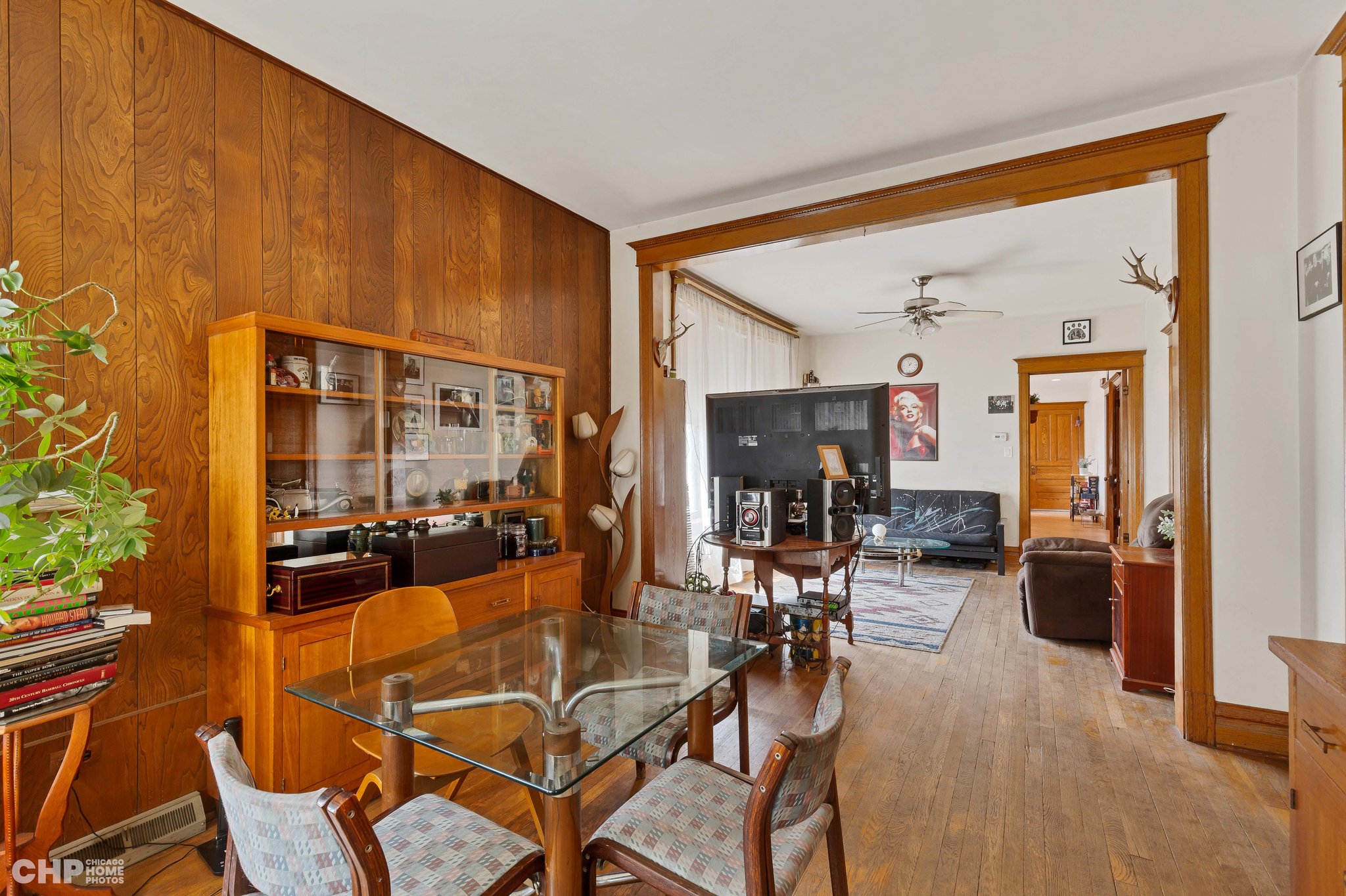 Hardwood floor, beautiful oak moldings, first floor