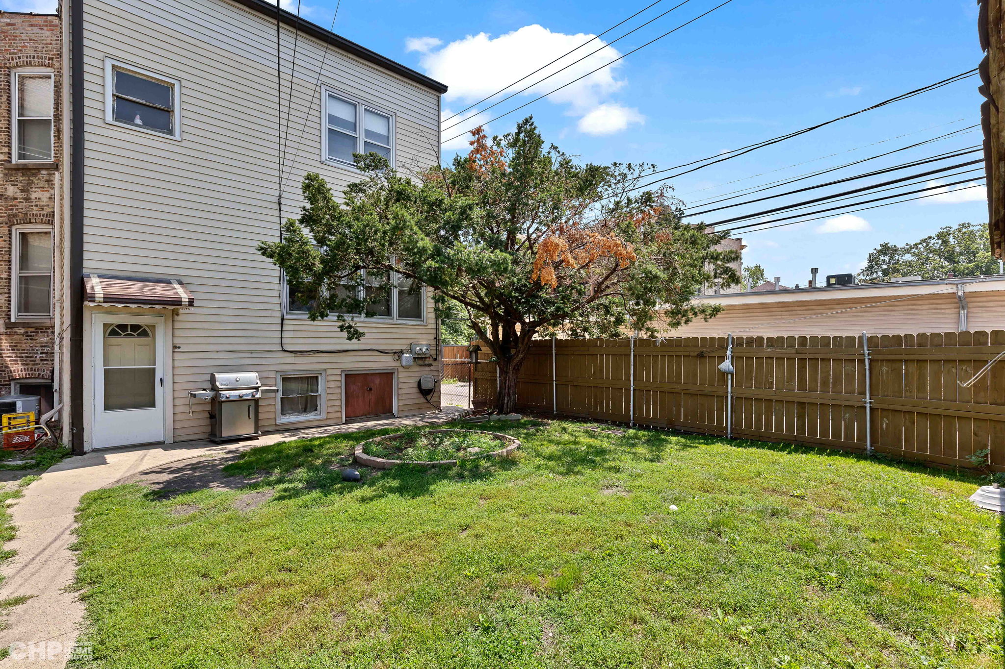 Large fenced backyard