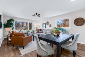 South facing windows allow natural light to pour into the front room which is big enough for both living and dining space. Excellent space for entertaining and living