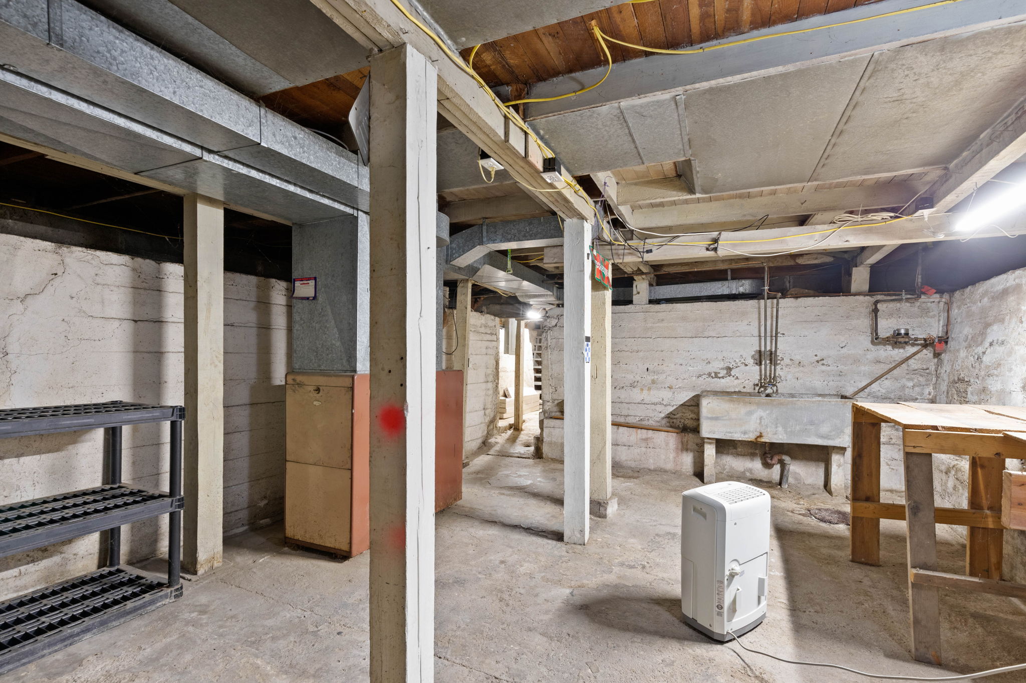 Basement. Oil forced-air heat and updated electrical panel.