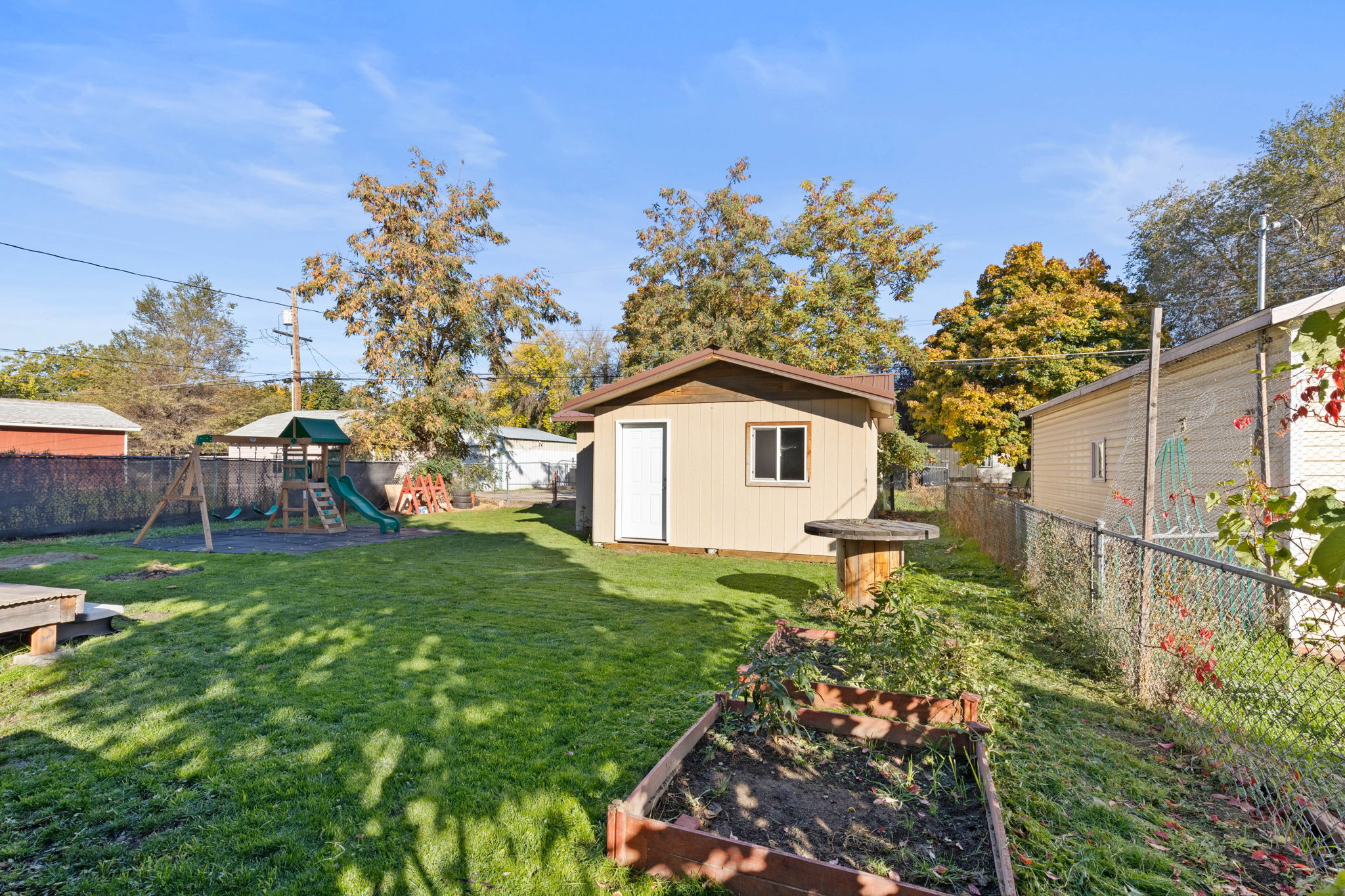 Back Yard. Fully fenced with alley access.