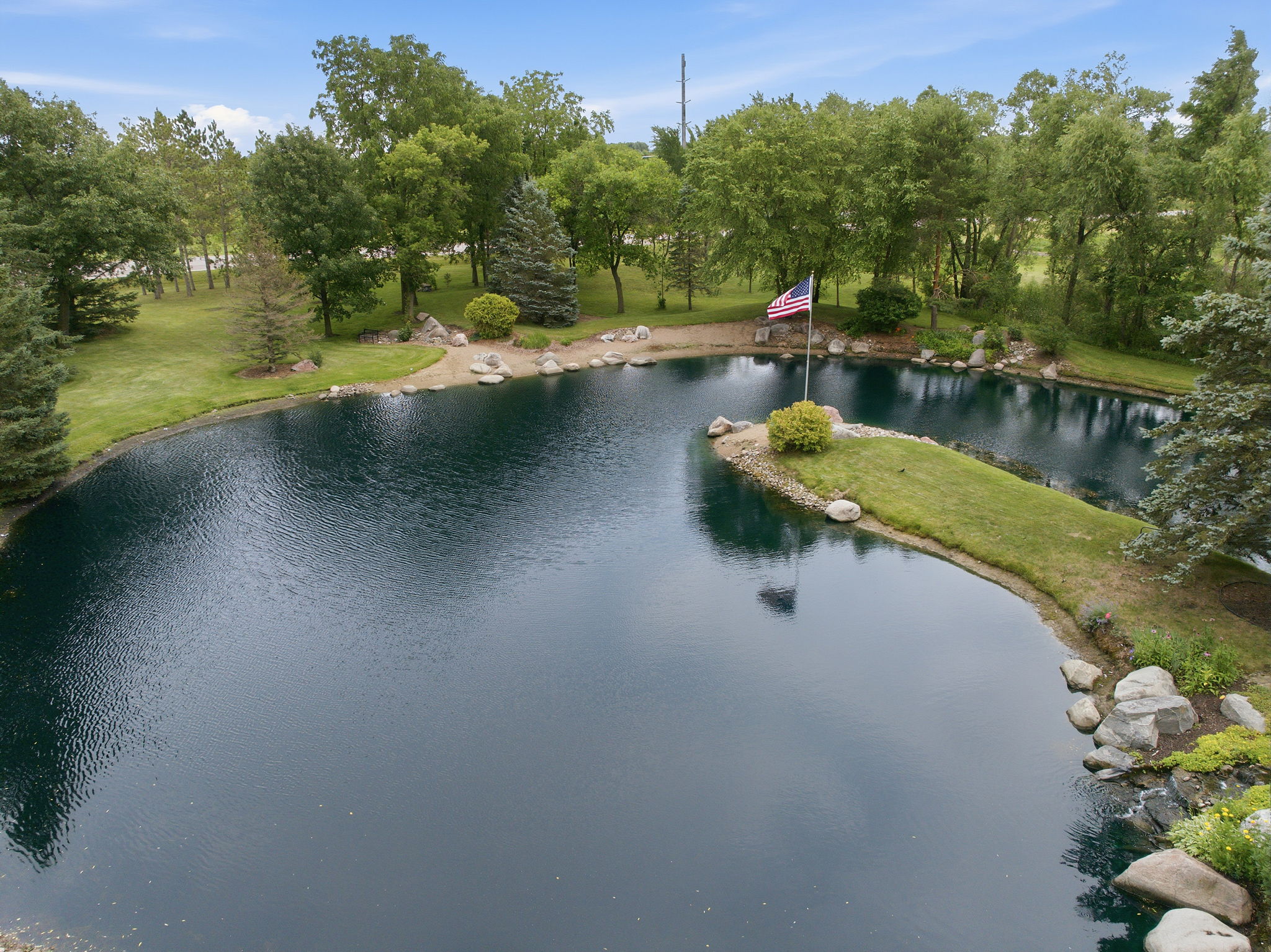 Gorgeous pond and landscaping.