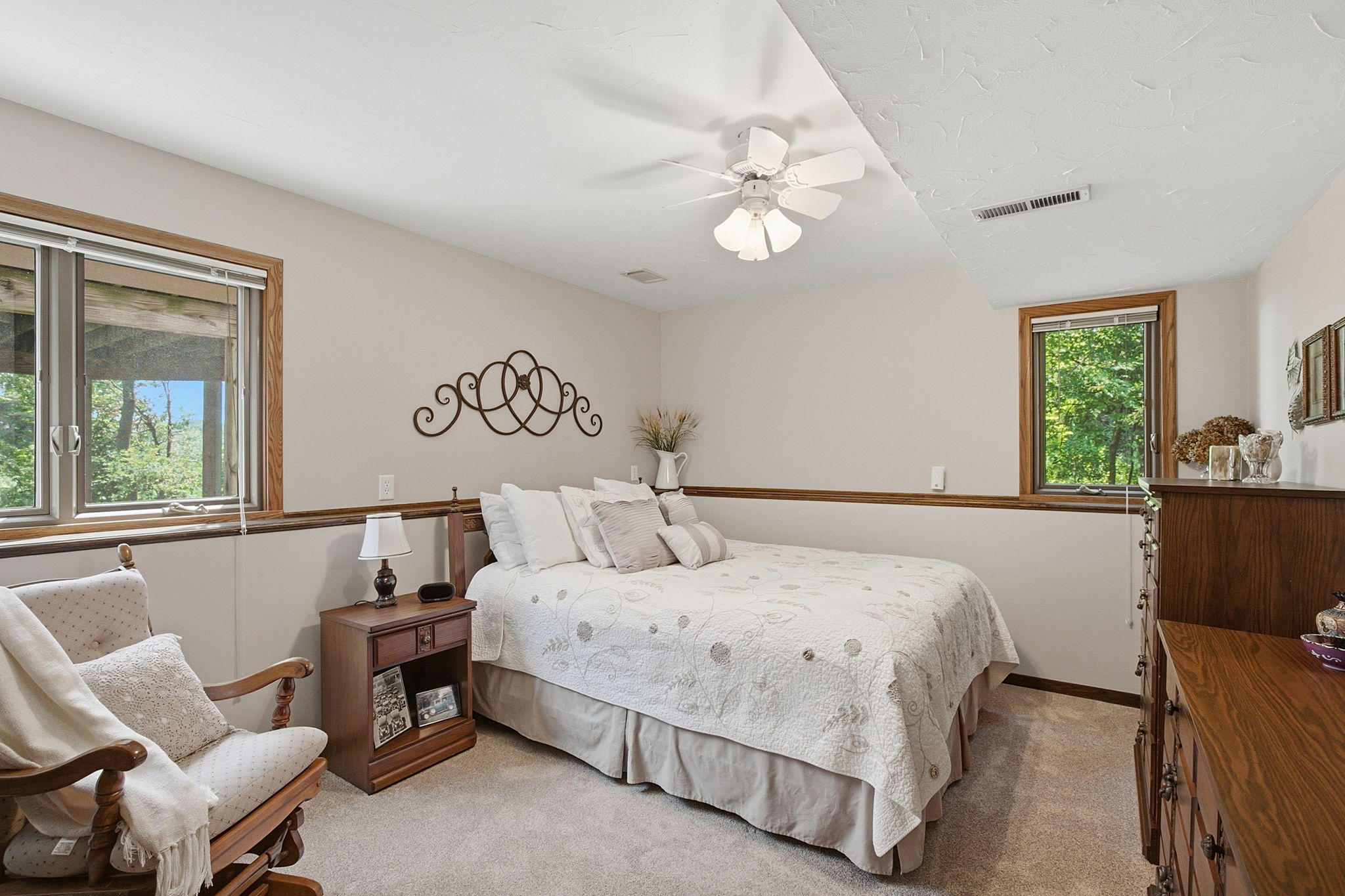 Fourth bedroom has lookout windows in lower level.