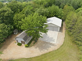 Aerial view of outbuildings.