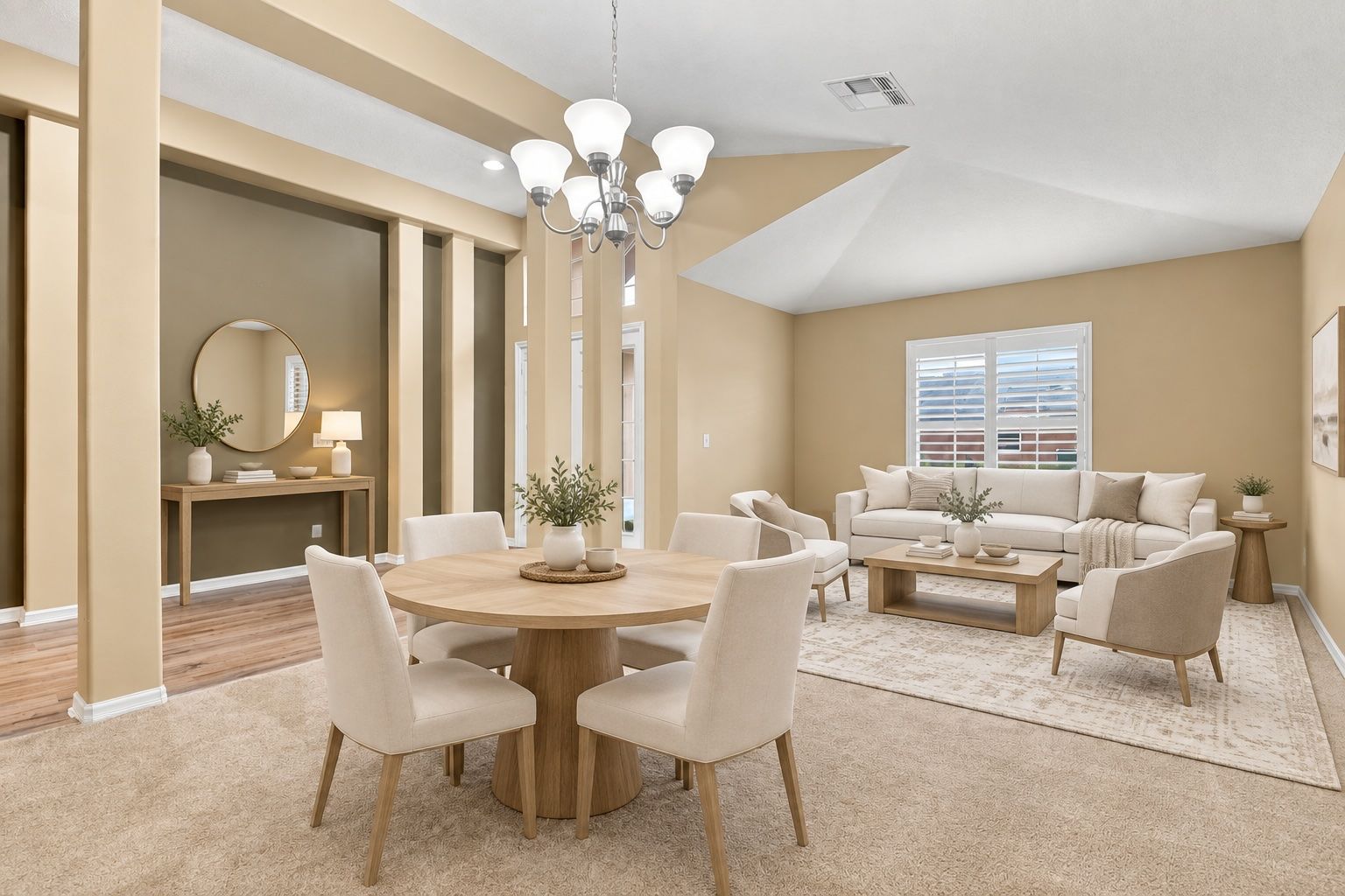 Virtually Staged Family Room/Dining Room
