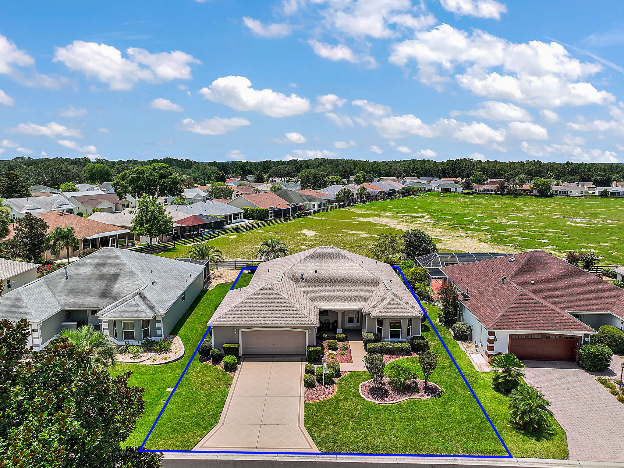 Aerial Front Elevation with Property Lines