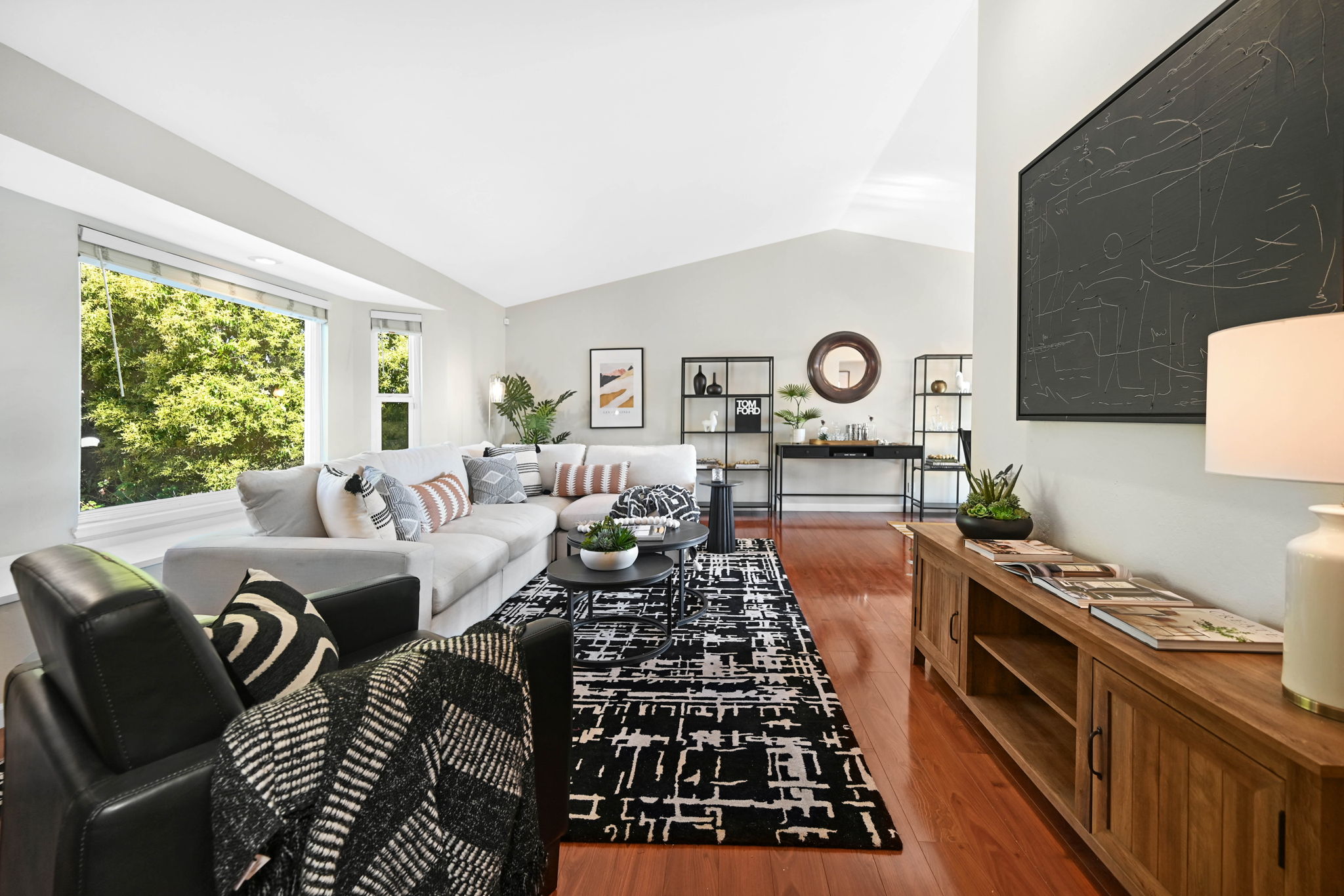 Living Room w/ Vaulted Ceiling