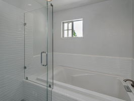 Free standing shower and soaking tub