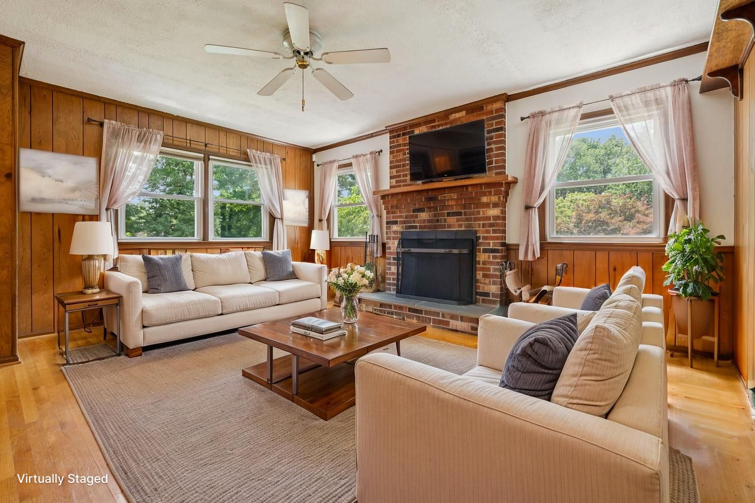 Family Room with Wood-Burning Fireplace